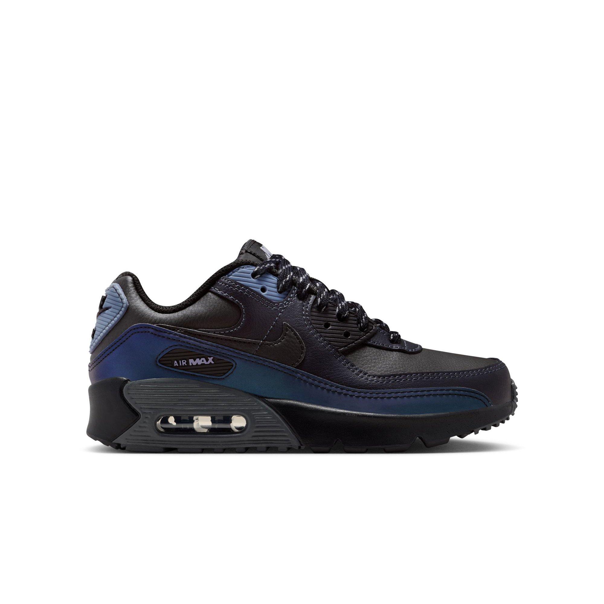 Nike Air Max 90 With Reflective Accents "Black/Dk Smoke Grey/Light Carbon" Grade School Boys' Shoe - BLACK